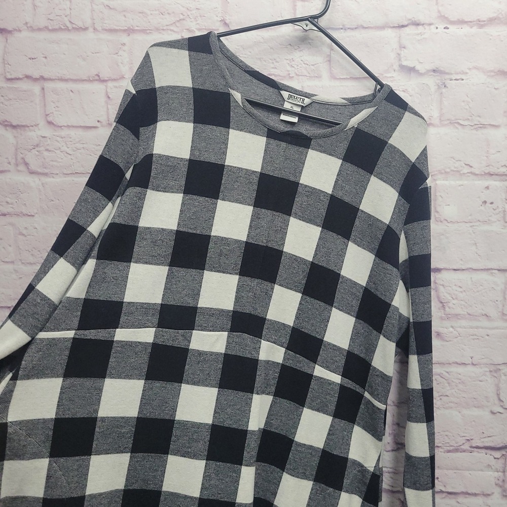 Duluth Trading Co Buffalo Plaid Tunic Dress XL Flannel Pockets Cozy Cabin Warm - Picture 3 of 10